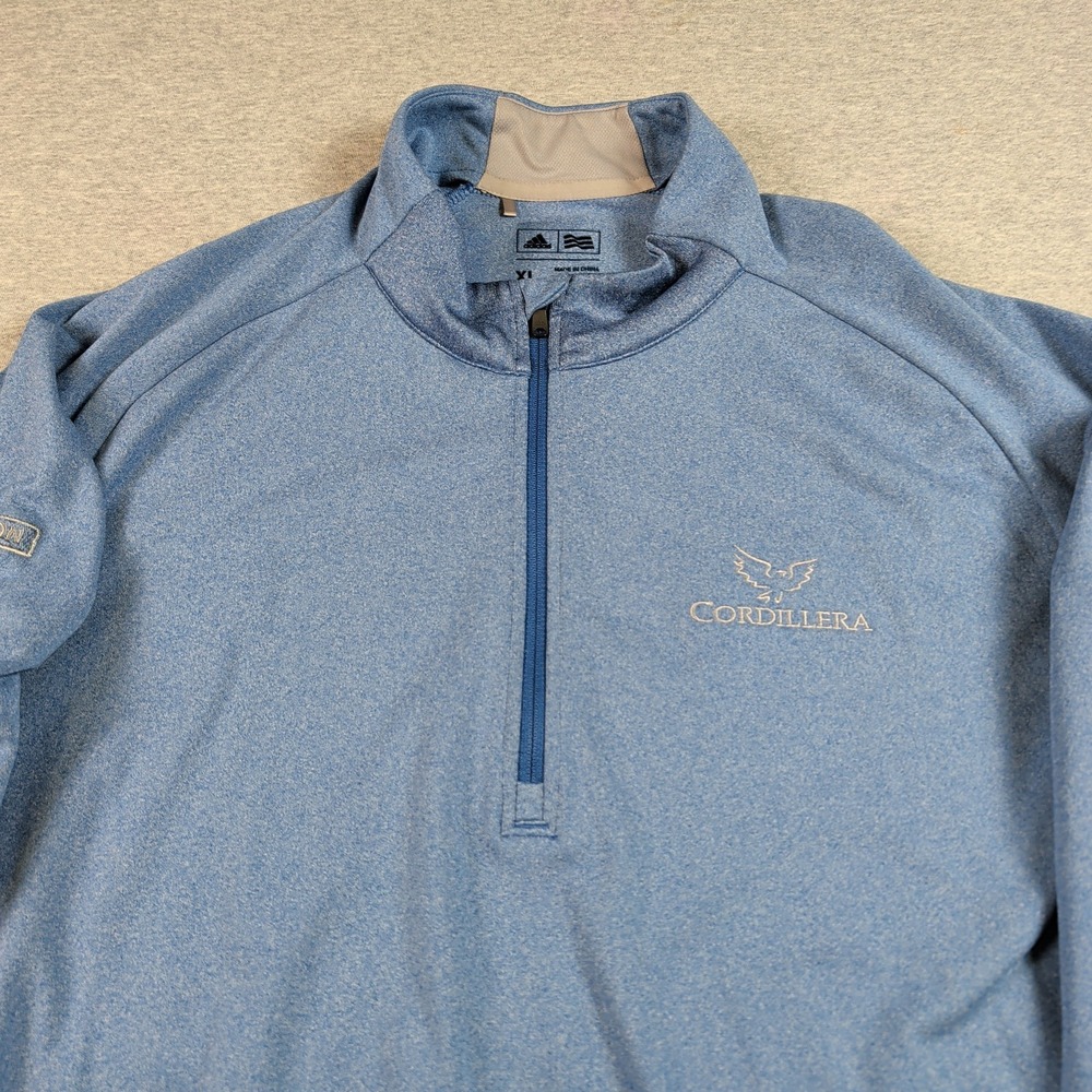 Adidas Golf Mens XL Blue Heather Cordillera Troon Quarter Zip Pullover BC2494